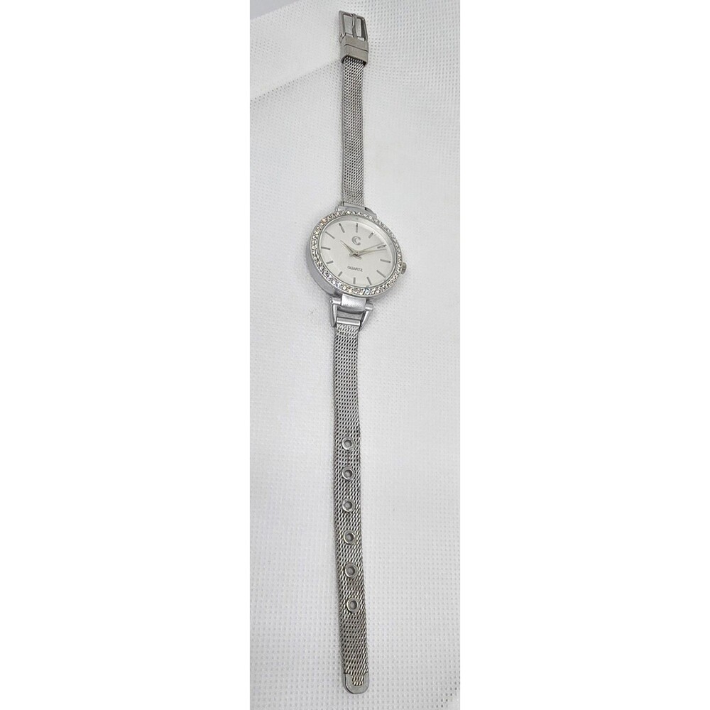 Women’s Charming Charlie Jeweled Dial Silver Tone Case Dial Mesh Band Watch 11 - Picture 5 of 8